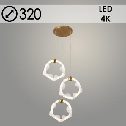 Подвес K38710/3HQ BRASS+WT латунь/белый 66W LED 4000К d320 h1000, KK24